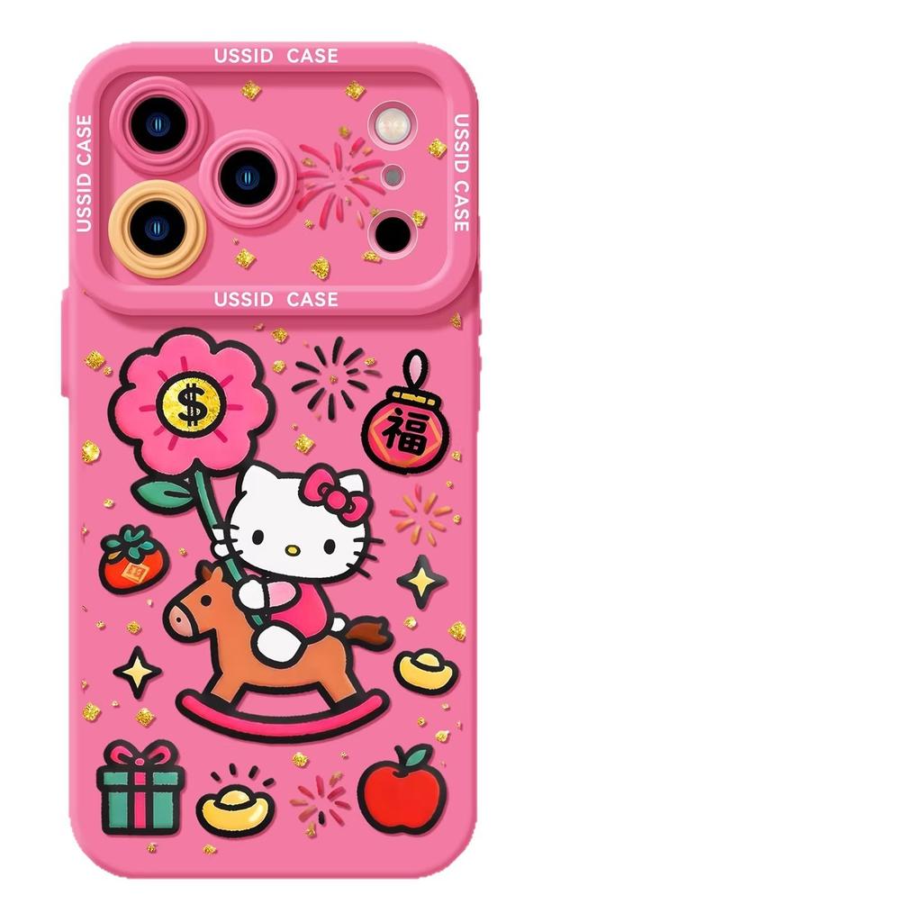 Rich cat Apple phone case for iPhone17 silicone 16promax lanyard 15 soft 14 cute 13 sets
