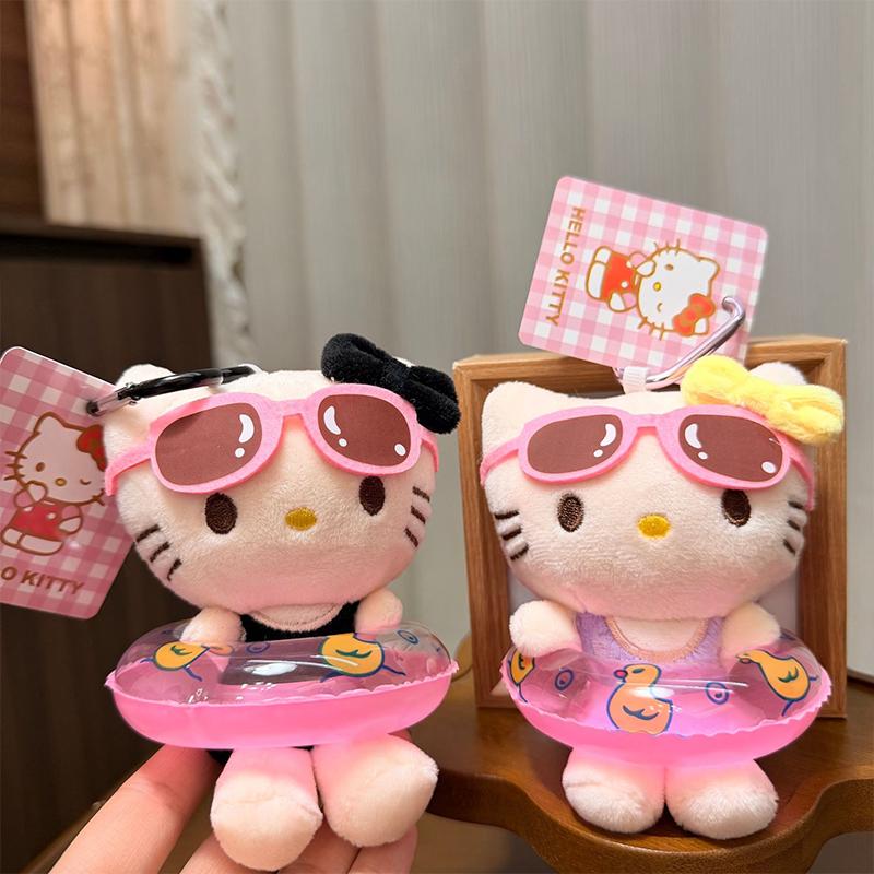 Summer Swimming Circle Cute Hellokitty Stuffed Doll Keychain Pendant Backpack Hangings Decoration