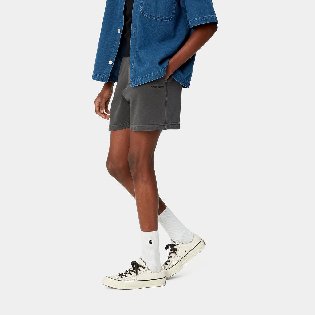 Carhartt WIP Ss24 Womens Duster Script Sweat Shorts Loose Embroidered Logo Adjustable Waist Casual Shorts Women shorts Charcoal I033055-89-GD