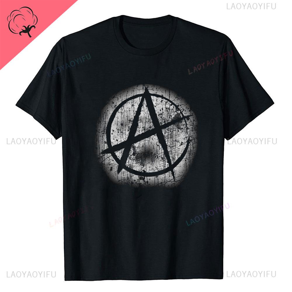 Anarchie Anarchisten Symbole KEINE GÖTTER KEINE HERREN Aufgedrucktes T-Shirt Vintage Grunge Sommer Polyester Kleidung Harajuku Mode T-Shirt