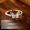 Banyan Tree S925 Silver Butterfly Textured Women's Open Ring - Light Luxury, Unique Design, New Arrival