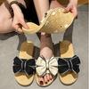 Women's Summer Outer Wear Bowknot Summer Flat-bottomed Fashion Ins Tide Beach Flower Sandals and Slippers