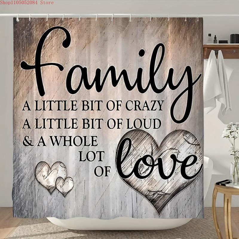 

1Pc Heart Shaped Shower Curtain Set Creative - With Hooks Waterproof Mildew Proof Easy Install Washable W60H190(CM)-1 Pcs