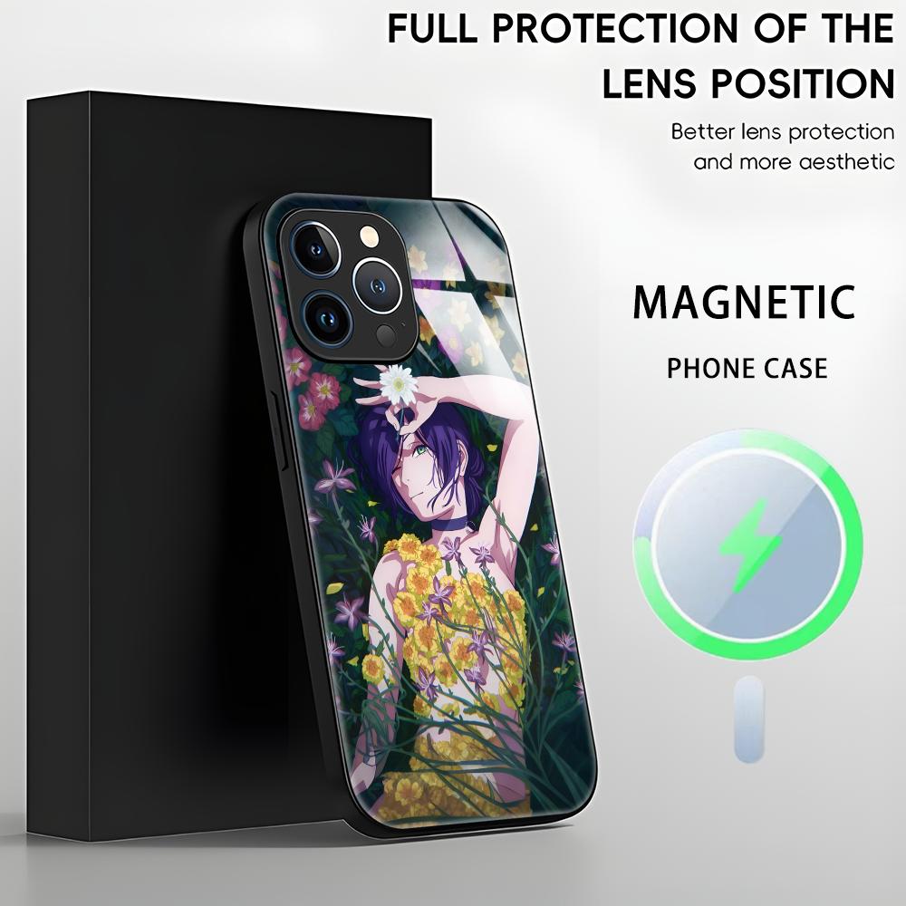 Anime Chainsaw Man Phone Case For iPhone17 16 15 14 13 12 11 X XR XS 8 Plus Mini Pro Max Glass Magnetic Case