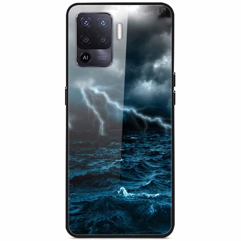 Tempered Glass Case For Oppo Reno5 Lite Hard Back Cover for Oppo Reno 5 Lite Luxury Painted Reno5Lite Funda 6.43'' Shockproof