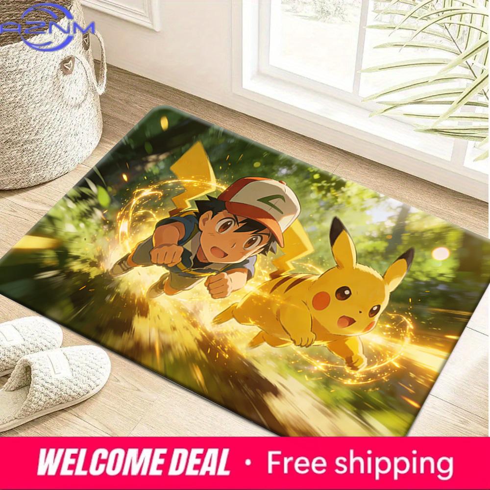 Pokemon Ash & Pikachu Running in Forest Print Non-Slip Floor Mat Doormat 40x60cm