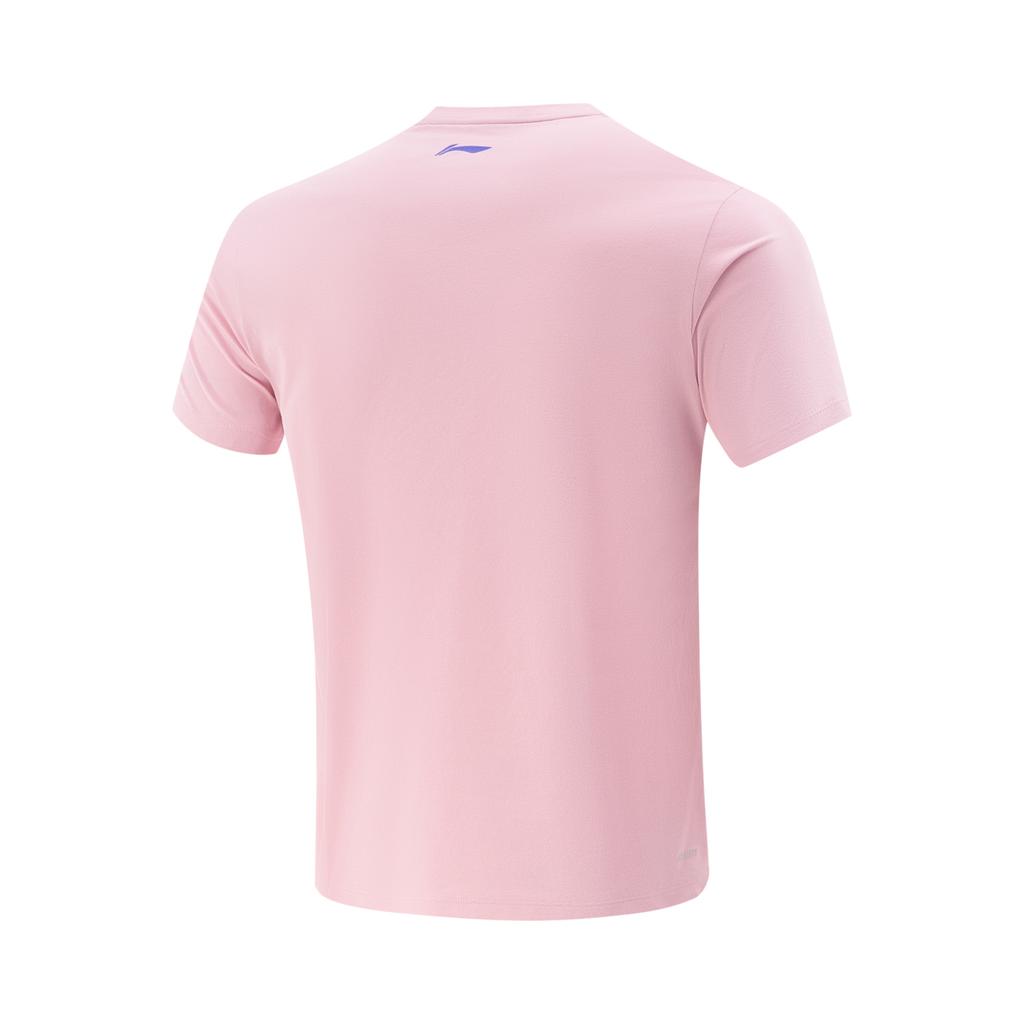 Li Ning Table Tennis Series Letter Round Neck Quick-Dry Breathable Versatile Short Sleeve T-Shirt Unisex Tops Light-Pink AHSV613-3