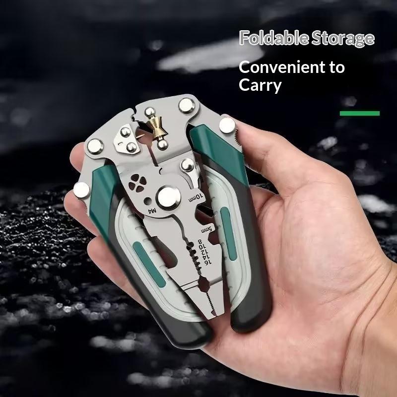 Heavy Duty Multifunctional Wire Stripper Foldable Portable Pliers Crimping Tool for Security Camera Wiring Installation