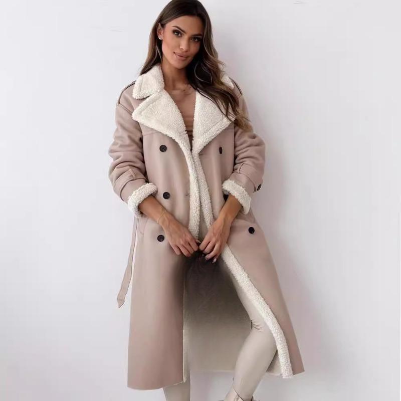 Autumn and Winter New Double Wear Collar Lapel Long Coat