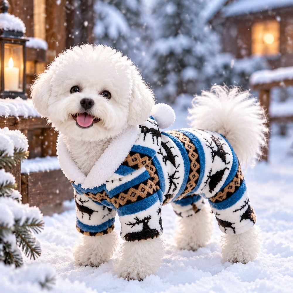 Windproof Dog Winter Coat Warm Thickened Pet Four-Legged Jumpsuit Dog Hoodie Costume Small Dogs