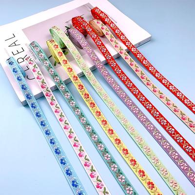 1cm Babykleidung Jacquard-Gurtband Spitze, Fächer-Saumstreifen Stoff Acht Schätze Gürtel Ethnische Accessoires Hut Dekorativer Gürtel