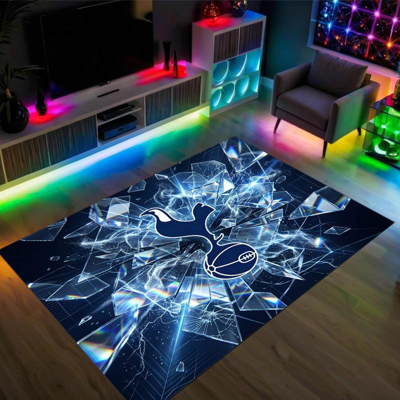 Tottenham Hotspur Design Crystal Velvet Carpet Cozy Non?Slip Printed Rug For Bedroom Living Room Entrance