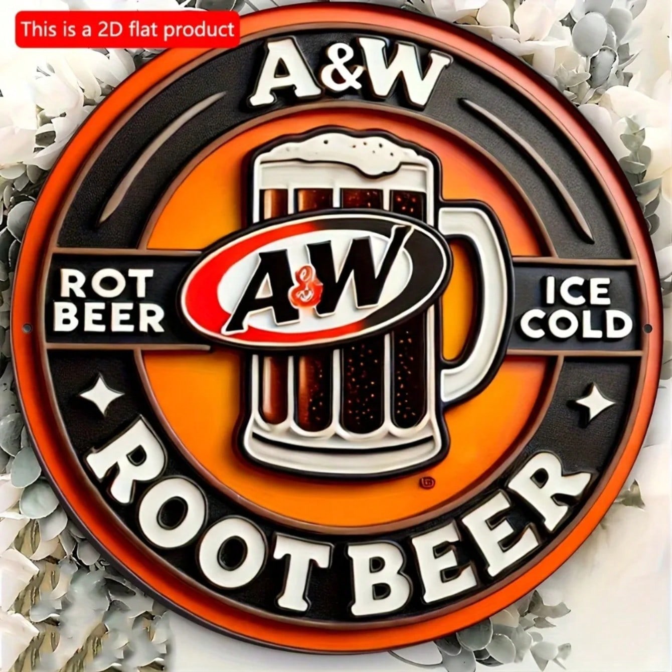 Flat Root Beer Sign Aluminum Bar Decor Man Cave Pub Metal Art 20x20