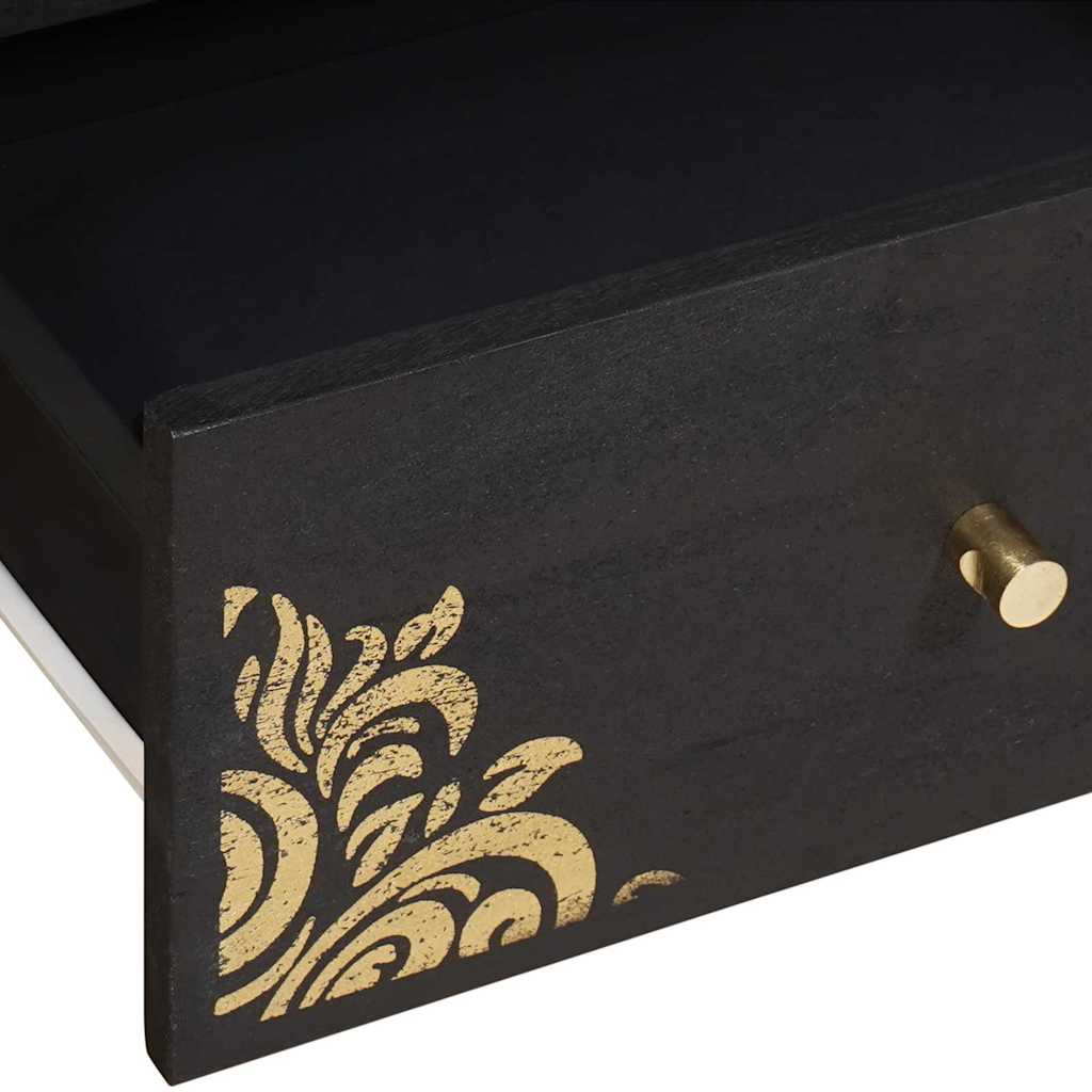 TV Cabinet with Shelf Black 105 x 33 x 46 cm Solid Mango Wood