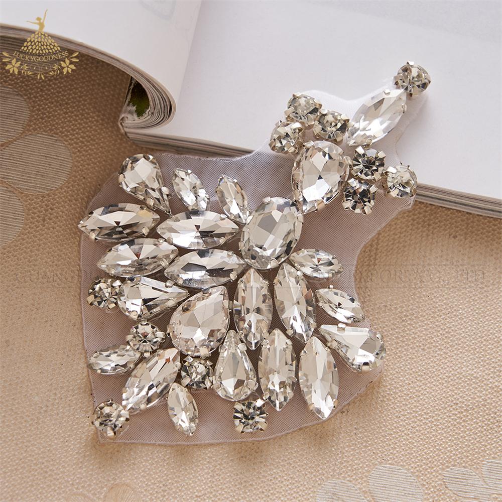 Hot Fix Rhinestones Patches Crystal Appliques for Wedding Bride Dresses Sashes LG-1601