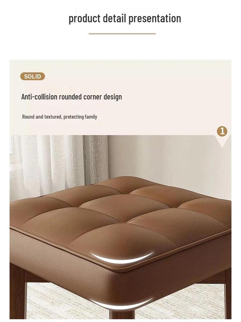 Solid Wood Stackable Stool: Modern Soft-Padded Dining Chair and Dressing Bench