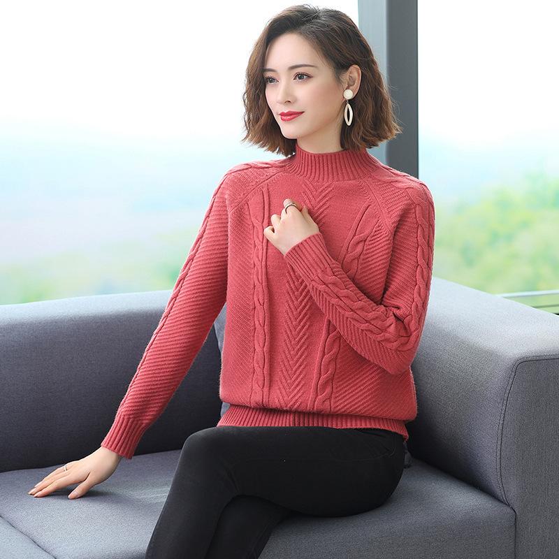 Kaschmirpullover, modisch, Herbst und Winter, warme Wolle, weich, langärmelig, Pullover für Damen, dick, locker, elastisch, Rollkragenpullover, Strickoberteil