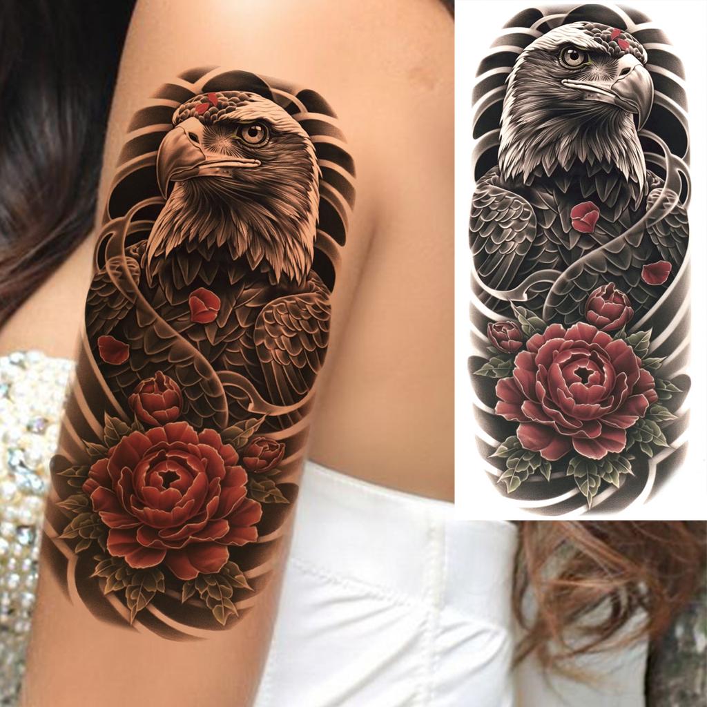 1 Sheet Compass Pirate Ship Temporary Tattoos For Women Men Adults Waterproof Tattoo Sleeve Self Adhesive Forearm Arm Leg Body