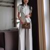  summer new cross-border European and American casual bag sleeve suit button cardigan long sleeve jacket loose wide leg pants suit