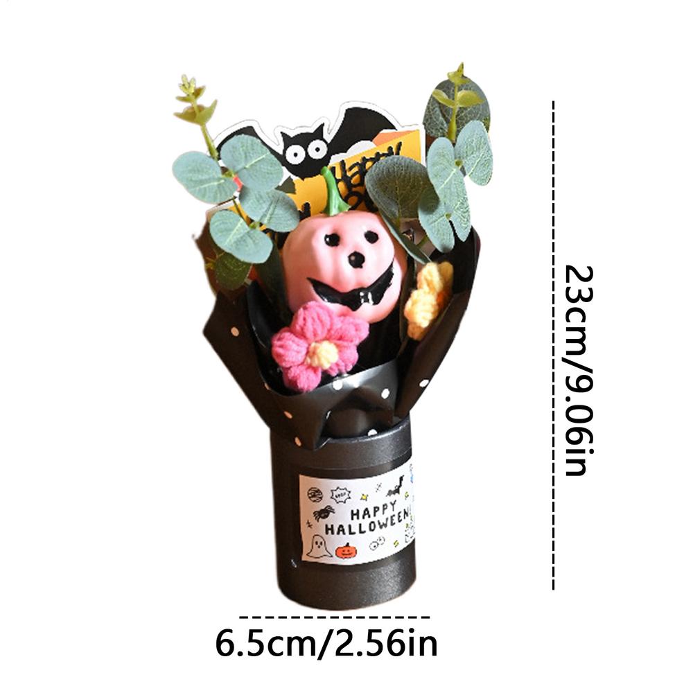Halloween Künstlicher Kürbisstrauß Kunstblume mit Eukalyptusblättern Mini-Sträuße Partygeschenke Kunstblumendekoration