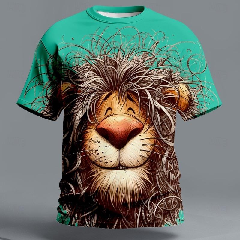Herren Animal Löwe Lustiges 3D T-Shirt Locker Herren Kurzarm-T-Shirt Outdoor Lässig Streetwear Party Urlaub Sommer Frühling Kleidung
