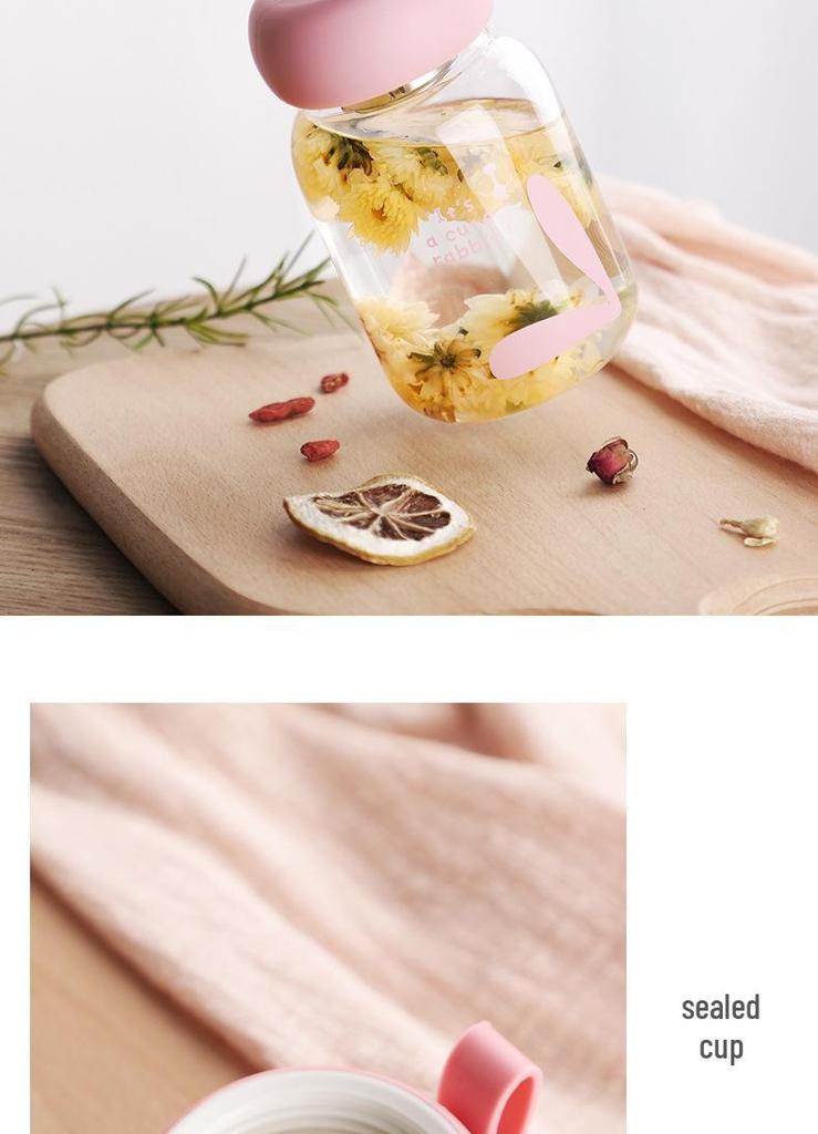 Heat-Resistant Borosilicate Glass Cup for Women - Cute, Portable, Transparent, Small Tea Brewing Cup