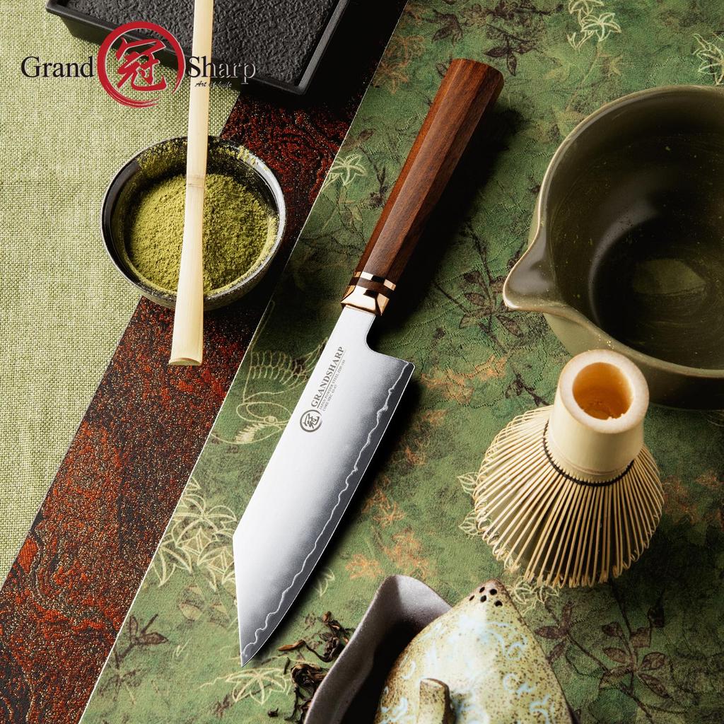 Grandsharp 3 Layer Composite ZDP-189 Steel 5.5 Inch Bunka Knife Chef Knife Mkuruti Wood Handle 420J2 Stainless Steel Cutter