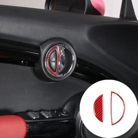 Red Carbon Interior inner Door Handle Bowl Cover Trim For BMW Mini Cooper 14-21