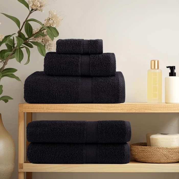 VidaXL Essuie-mains de Qualité Supérieure 4 pcs, Serviettes de Bain, Serviettes à Main, Débarbouillettes de Salle de Bain, 137426