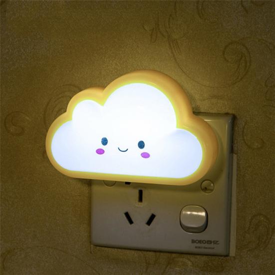 Cartoon Cloud Energy-saving LED Night Light US Plug Bedside Lamp Home Decor