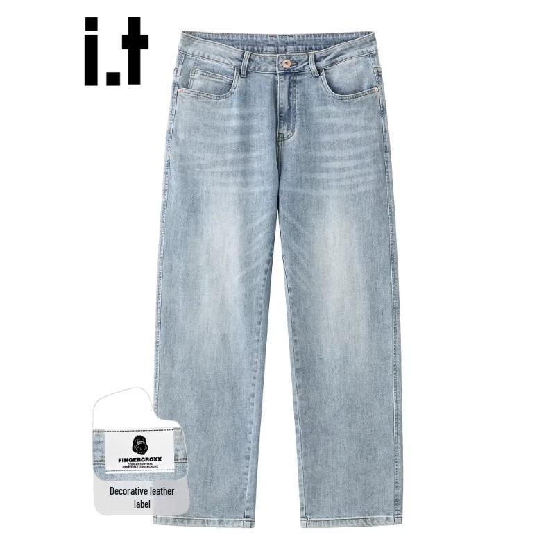 Fingercroxx Men s American Retro Straight-Leg Loose Jeans 30