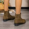 Pointed Large Size Thick Heel Martin Boots Autumn and Winter New Suede Side Zipper Low Heel Short Boots