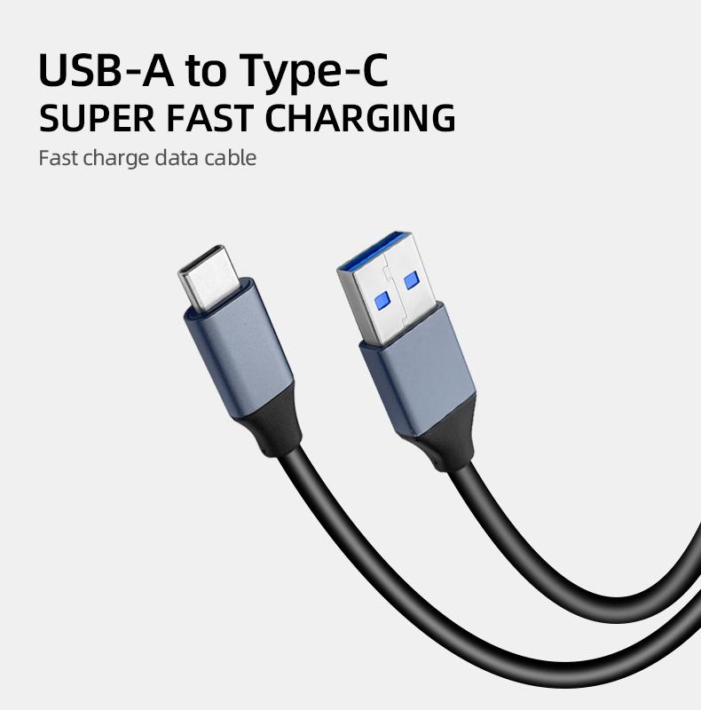 High Quality OEM ODM 3A 60W PD QC 1m 1.5m 2m Customize PVC Braided Aluminum Alloy Usb a To Type C Usb Charging Data Cable