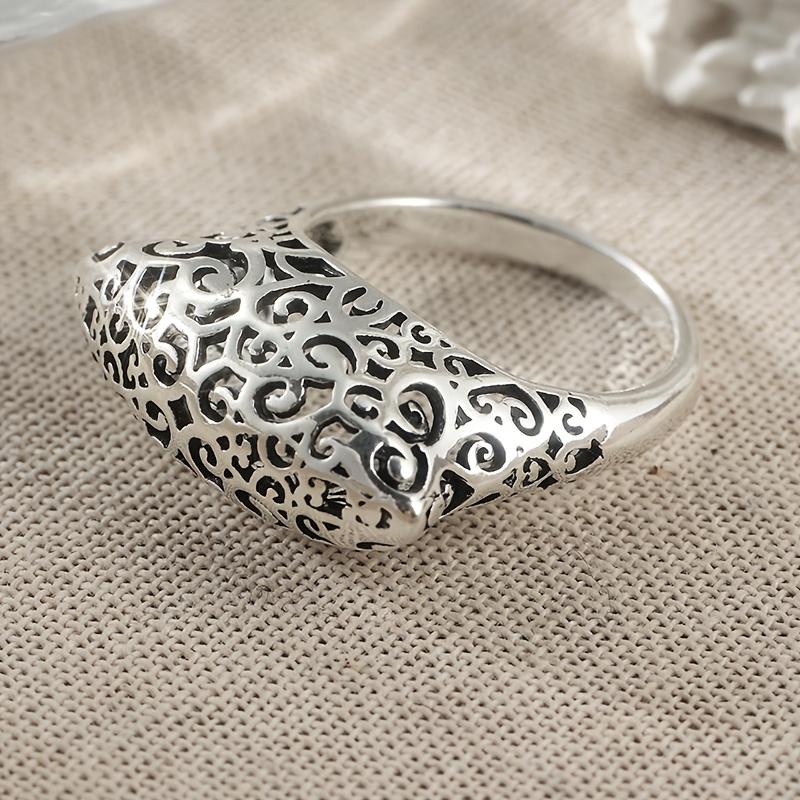Stylish and Unique Copper Color Hollowed Out Patterned Ring for Ladies Elegant Wedding Zircon Holiday Gifts
