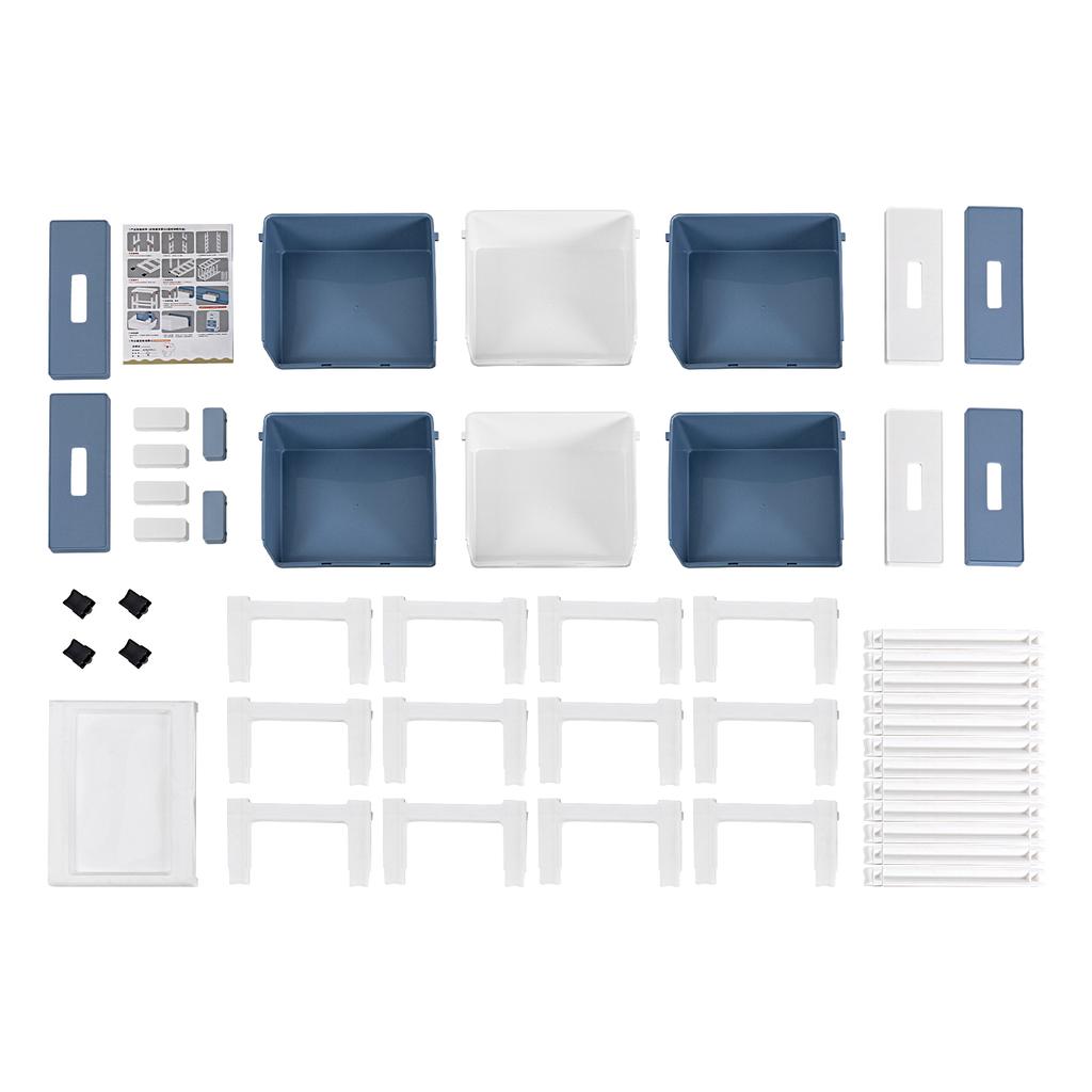 6 Drawer Chest Storage Cabinets Office Drawer Plastic Stacking 6-Drawer Storage Organizer for Office Home White & Blue