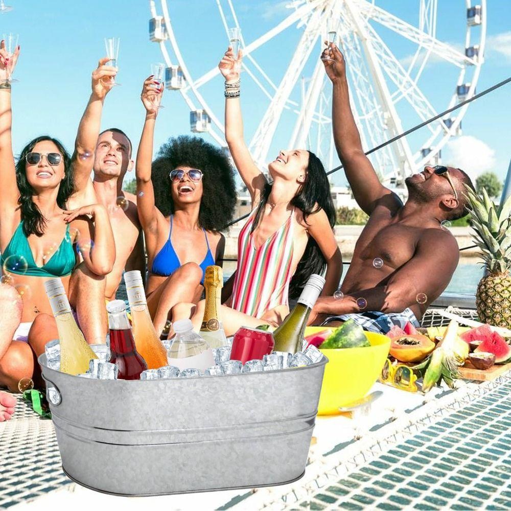 Metall verzinkte Wanne 15L Getränkeeimer Hohe Qualität Eis Eimer Partys