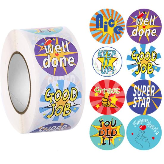 1 Roll Stickers Waterproof Without Residue Exquisite Great Stickiness DIY Eye-catching Cute Cartoon Animals Stickers for Students