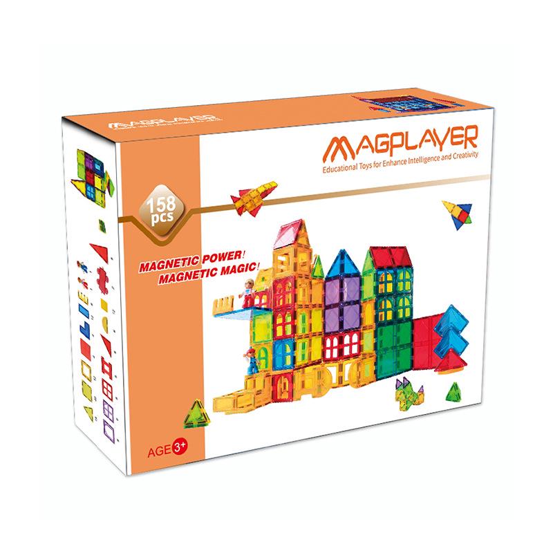 Cross-Border Magnetic Tiles: Colorful Large Window Building Blocks with Pipe Rolling Ball for Kids