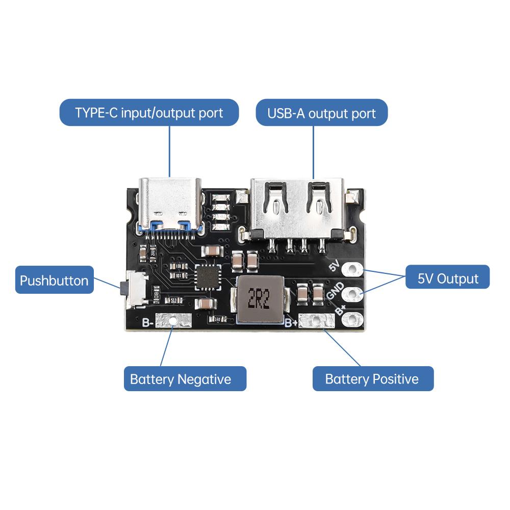 1/3/5 PCS 2.4A Boost Converter Power Module Lithium Battery Charging Protection Board LED Display For DIY Charger Type-C USB 5V