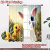 2D Flat Printing 2pcs Window Treatment Curtains Cute Bunny Duckling Spring Digital Printed Polyester Drapes Seasonal Party &