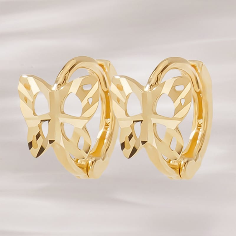 

JEWNEL 14K Mini Cut Butterfly One-Touch Small Ring Earrings Earrings (1 pair)