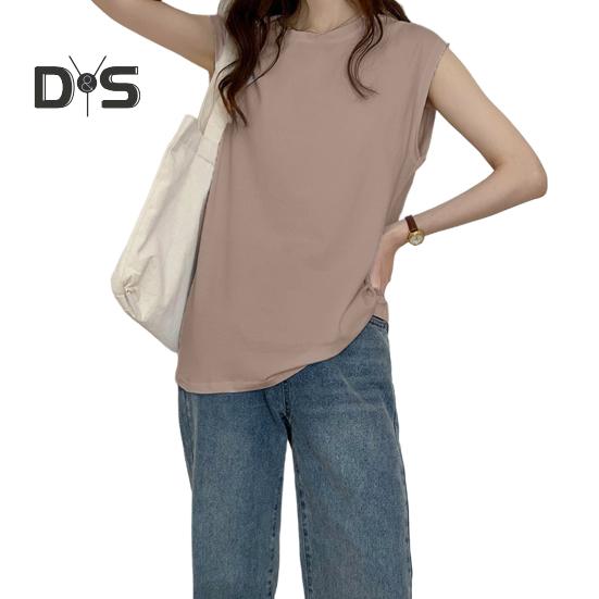 Women Summer T-shirt Round Neck Cap Sleeve Solid Color Tee Shirt Solid Color Loose Fit Casual Tops Daily Wear