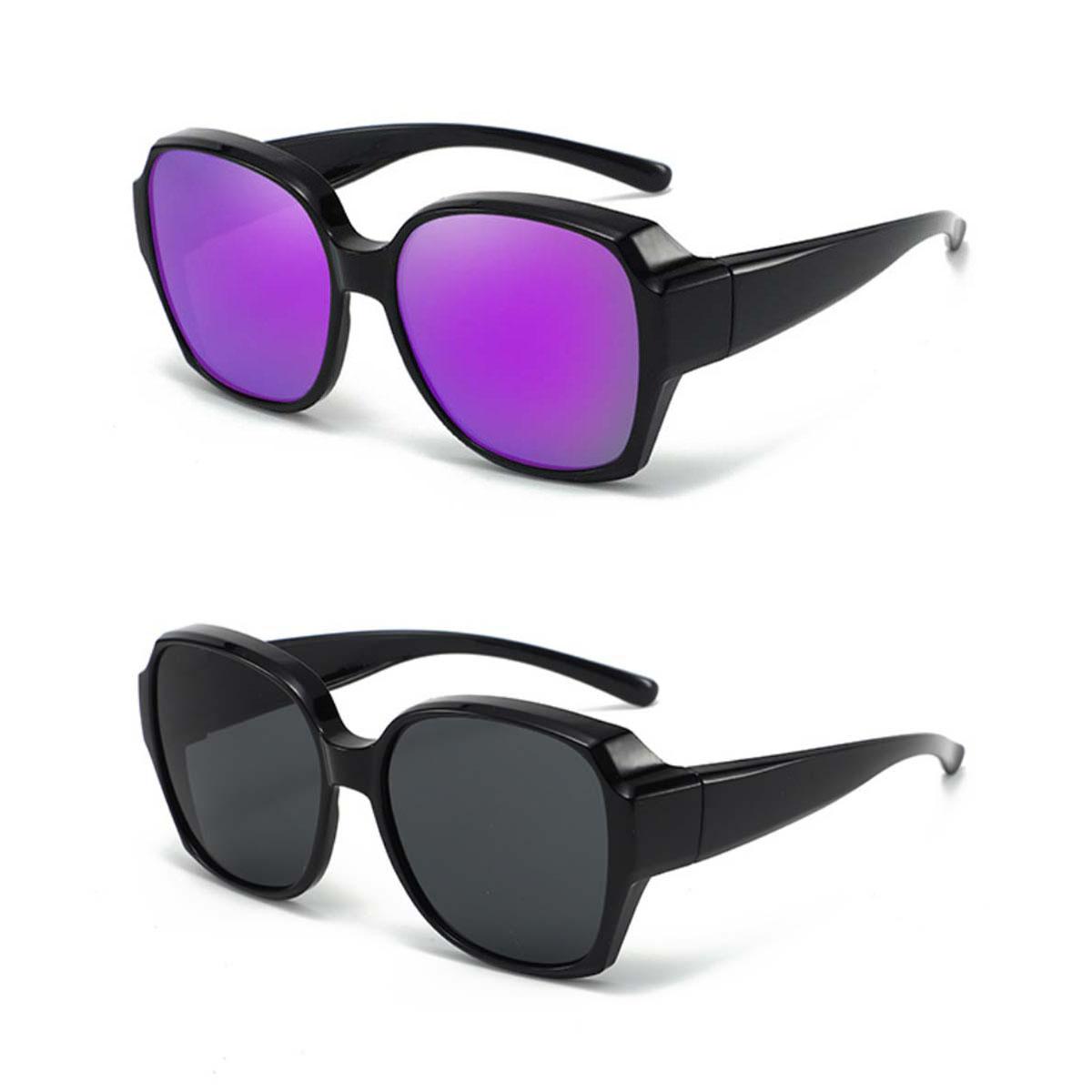 

Polarized Sunglasses Fit Over Glasses for Women Men, UV400 Protection Square Shades Sun Glasses 2 Pack black чёрный
