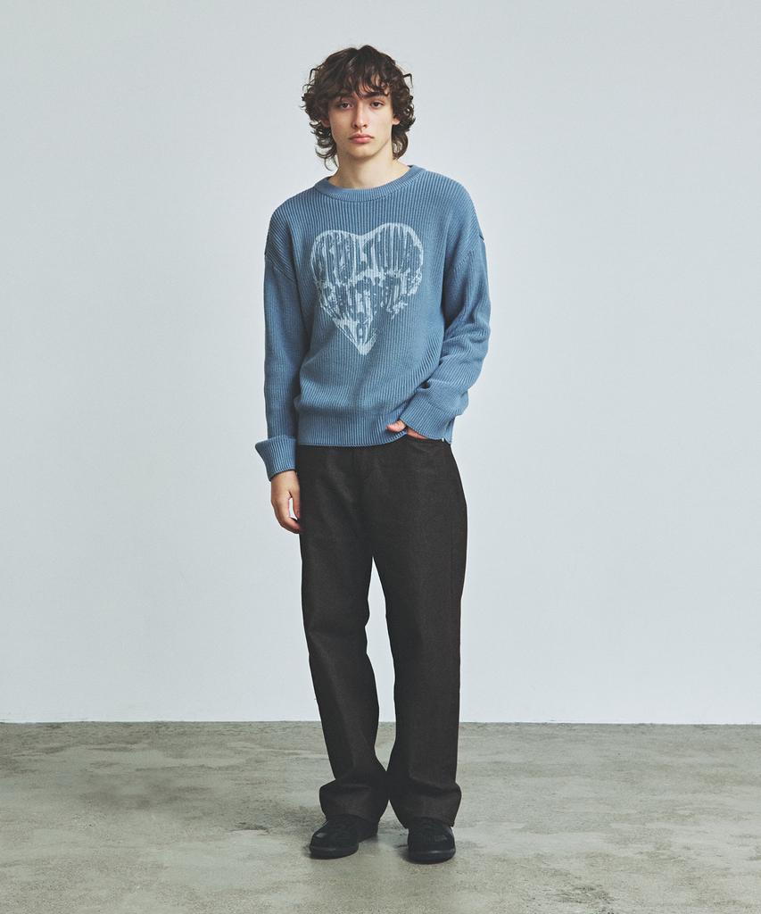 KNITTED Vintage Heart Round Knit Stone Blue