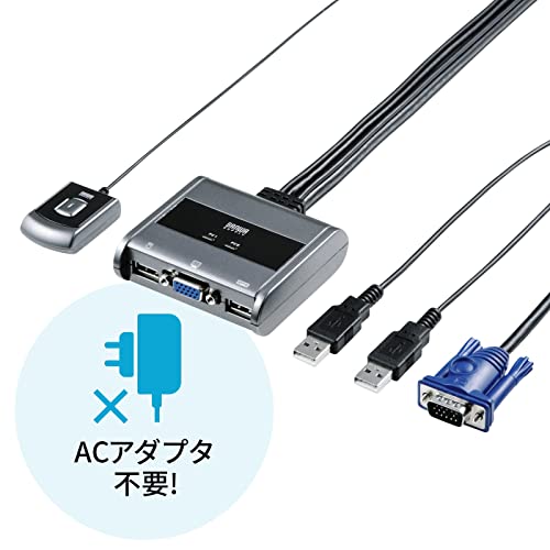 Sanwa Supply SW-KVM2UUSN2 Computer Switch (without emulation and handheld switch), Black