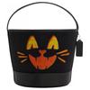 19 Halloween-Katzen-Design Canvas und Glattleder Eimer Tasche Unisex-Taschen Schwarz CCE04-LHBLK