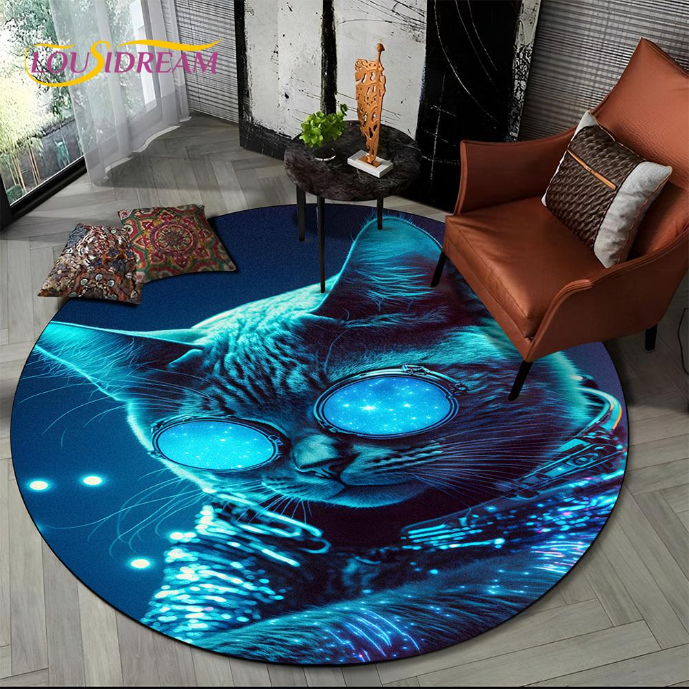 3D Persian Cat,Cute Calico Cat,Ragdoll Cartoon Round Carpet Rug for Living Room Bedroom Kid Playroom Decor,Pet Area Rug Non-slip