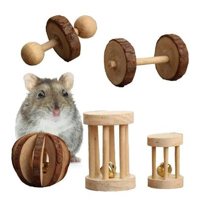 1 Stück Niedliche Natürliche Holzhasen Spielzeug Kiefer Hanteln Einrad Glocke Roller Kauspielzeug für Meerschweinchen Ratte Kleintier Backenzähne Zubehör