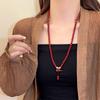 Multi-layered Gourd-shaped Cinnabar Bracelet with the Character "Fu" for Women, Light Luxury Niche Exquisite Beaded Bracelet, Vintage Necklace,