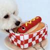 Plush Dog Toy Hot Dog Bun Shape Chew Toy Dog Snuffle Toy
